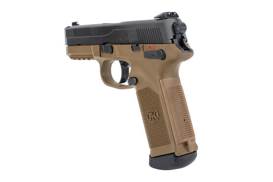 FN FNX-45 two tone FDE pistol with polymer frame and 10-round magazines